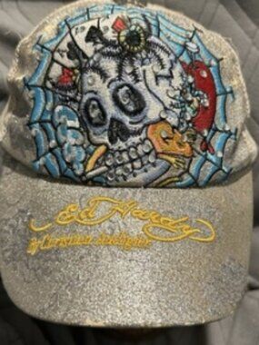 Ed Hardy by Christian Audigier Glittering Silver Cap Vintage Baseball Cap